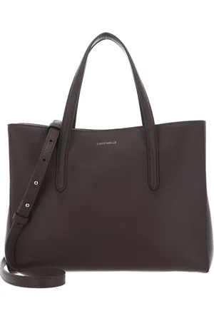 Coccinelle Leren Handtas Schoudertas Swap Handbag Grained Leather Bruine