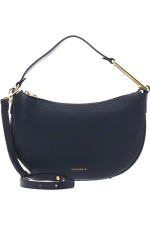 Coccinelle Leren Schoudertas Priscilla Handbag Grained Leather Donkerblauw