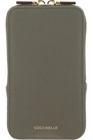 Coccinelle Leren Telefoontasje Flor Hi-Tech Phone Bag Olijfgroen