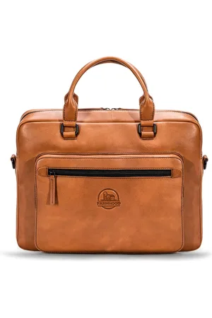 FARMHOOD Leren Business tas Laptoptas met laptopvak Memphis Briefcase RV 1F Lichtbruin