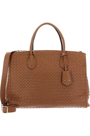Abro+ Leren Business tas Schoudertas met laptopvak Leather Piuma Weaving Businessshopper Busy Bruine