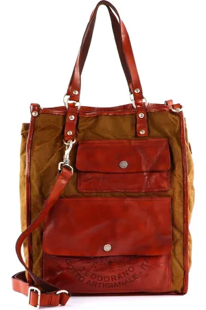 Campomaggi Leren Schoudertas Marte Shopping Bag Kaki