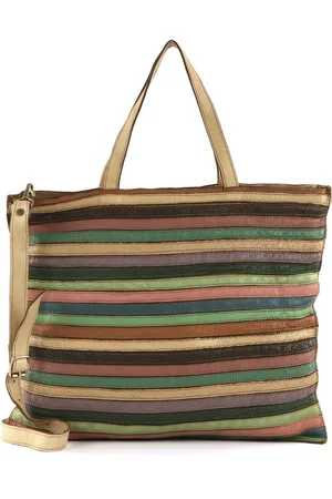 Caterina Lucchi Leren Shopper Schoudertas Flat Shopping Bag Kleurrijke