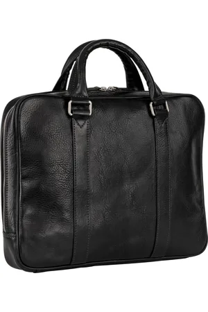 Leonhard Heyden Leren Afzonderlijke gevallen Schoudertas met laptopvak Bergamo Zipped Briefcase 1 Zwart