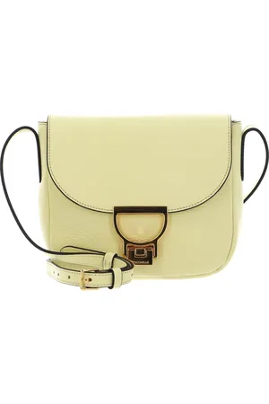 Coccinelle Leren Schoudertas Arlettis Crossbody Grained Leather Lichtgeel