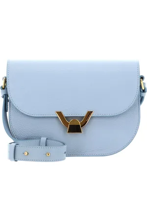 Coccinelle Leren Schoudertas Dew Crossbody Grained Leather Lichtblauw
