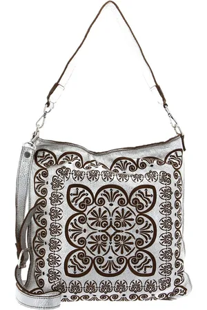 Caterina Lucchi Leren Schoudertas Peperomia Shoulder Bag Zilverkleurig