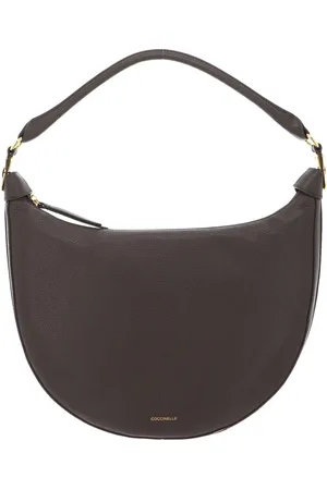 Coccinelle Leren Schoudertas Sunnie Handbag Grained Leather Donkerbruin