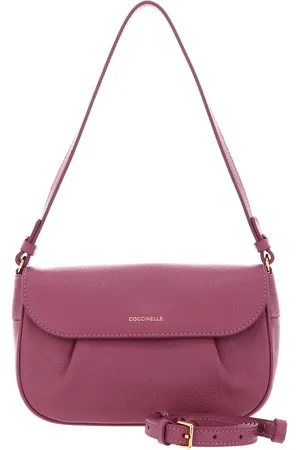 Coccinelle Leren Schoudertas Buff Mini Bag Grained Leather Paars