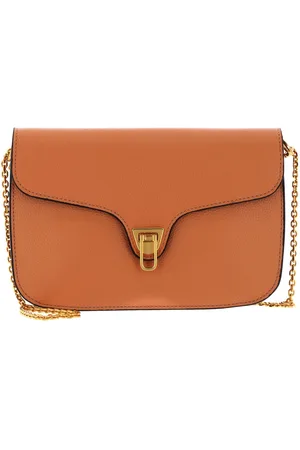 Coccinelle Leren Schoudertas Beat Soft Crossbody Beige