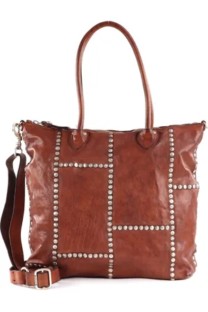 Campomaggi Leren Schoudertas Shopping Bag Vertical Bruine