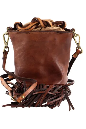 Campomaggi Leren Schoudertas Traditional Zefiro Bucket Bag Mini Bruine