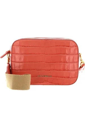 Coccinelle Leren Schoudertas Mini Bag Croco Leather Oranje