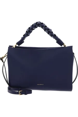 Coccinelle Leren Handtas Schoudertas Boheme Grana Double Hand Bag Blauw
