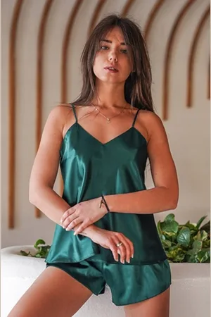 DKaren Satijnen korte pyjama - satijn shortama set - XXL