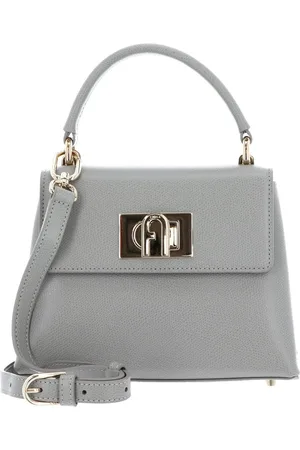 Furla Leren Handtas Avondtas 1927 Mini Top Handle Bag Lichtgrijs