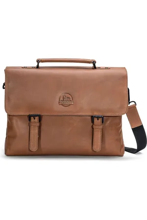 FARMHOOD Leren Business tas Laptoptas met laptopvak Nashville Briefcase 2F Bruine