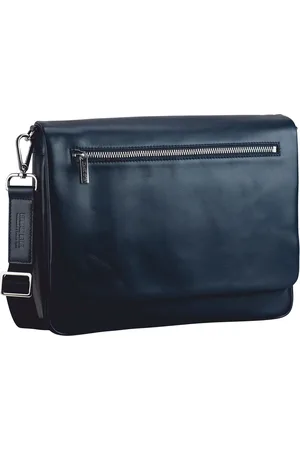 Leonhard Heyden Leren Schoudertas Laptoptas met laptopvak Montreal Shoulder Bag Donkerblauw
