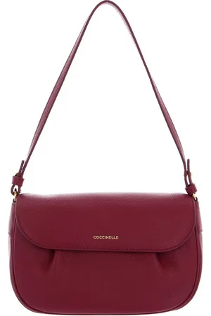 Coccinelle Leren Schoudertas Buff Mini Bag Grained Leather (rood)paars