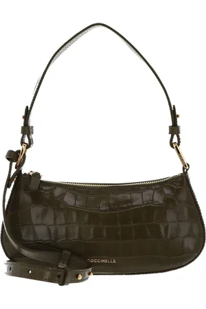 Coccinelle Leren Schoudertas Avondtas Merveille Croco Shiny Mini Bag Kaki