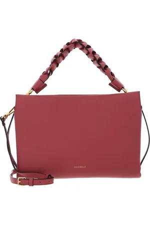 Coccinelle Leren Handtas Schoudertas Boheme Grana Double Hand Bag Lichtrood