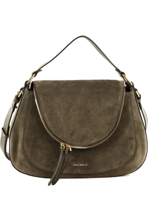 Coccinelle Leren Schoudertas Handtas Sole Suede Handbag Bruine