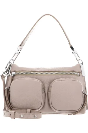Coccinelle Leren Schoudertas Hyle Grained Leather Beige