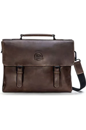 FARMHOOD Leren Business tas Laptoptas met laptopvak Nashville Briefcase 2F Donkerbruin