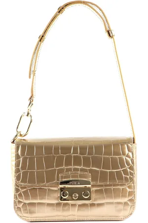 Furla Leren Schoudertas Avondtas Metropolis Shoulder Bag Goudkleurig