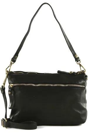 Campomaggi Leren Schoudertas Leto Crossbody Bag Zwart