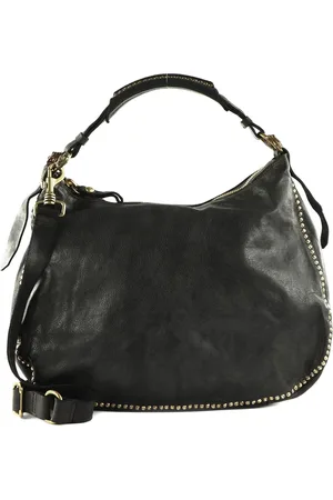 Campomaggi Leren Schoudertas Handtas Diana Shoulder Bag Donkergrijs