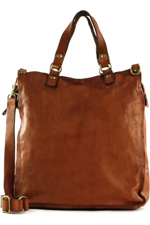 Campomaggi Leren Schoudertas Shopper Shopping Bag Bruine