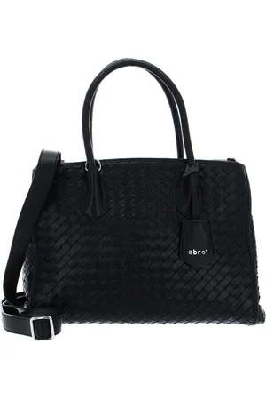Abro+ Leren Business tas Schoudertas met laptopvak Leather Piuma Weaving Businessshopper Busy Zwart