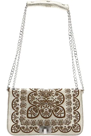 Caterina Lucchi Leren Schoudertas Koppeling Peperomia Pochette Goudkleurig