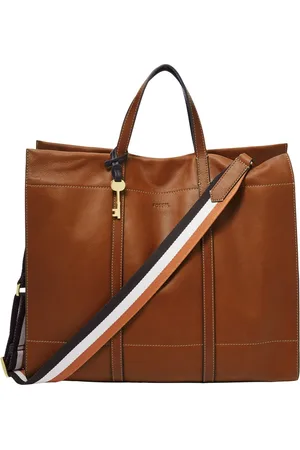 Fossil Leren Shopper Schoudertas Carmen Tote Bruine