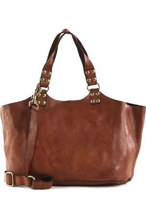 Campomaggi Leren Shopper Schoudertas Atena Basket Bruine