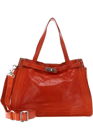Campomaggi Leren Schoudertas Handtas Shopping Bag Oranje