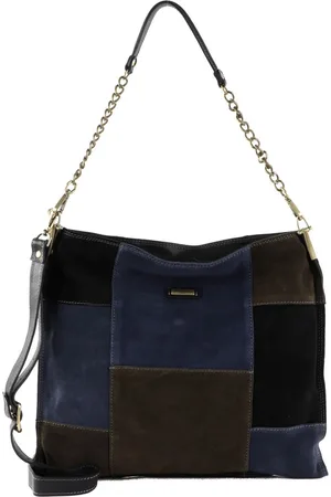 Caterina Lucchi Leren Schoudertas Angelika Kauffman Shopping Bag Blauw Veelkleurig
