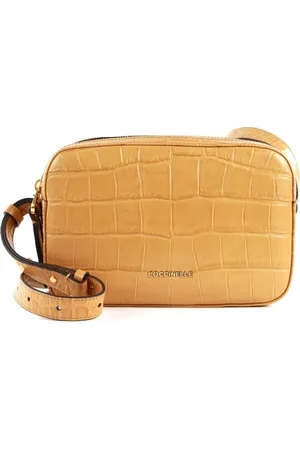 Coccinelle Leren Schoudertas Avondtas Lea Croco Maxi Double Zip Crossbody Bag