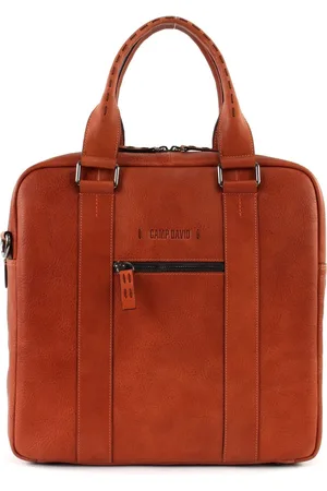 Camp David Leren Handtas Schoudertas met laptopvak Mount McKinley Shopper Bruine