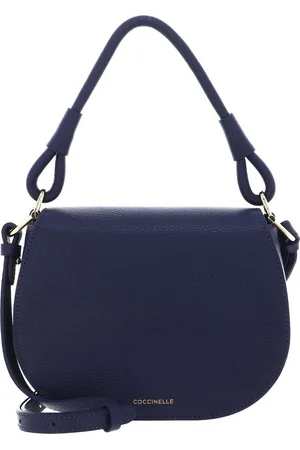 Coccinelle Leren Handtas Schoudertas Eclyps Mini Bag Grained Leather Blauw