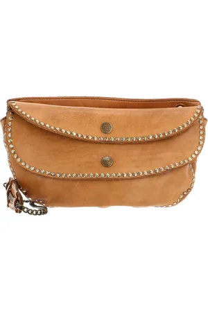 Campomaggi Leren Schoudertas Avondtas Crossbody Lichtbruin