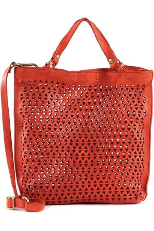 Campomaggi Leren Schoudertas Handtas Shopping Bag Oranje