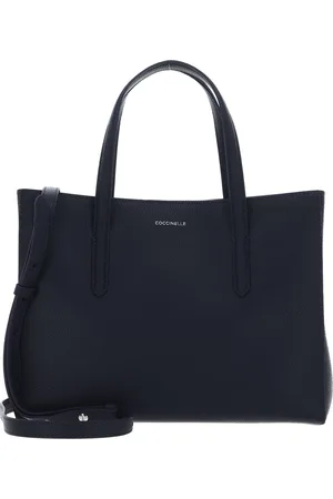 Coccinelle Leren Handtas Schoudertas Swap Handbag Grained Leather Donkerblauw