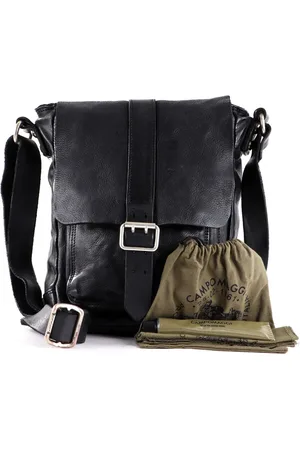 Campomaggi Leren Schoudertas Saturno Crossbody Bag Zwart
