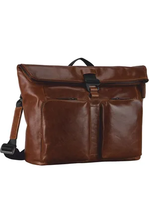 Leonhard Heyden Leren Schoudertas met laptopvak Porto Messenger Bruine