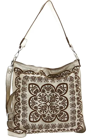 Caterina Lucchi Leren Schoudertas Peperomia Shoulder Bag Goudkleurig
