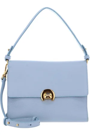 Coccinelle Leren Schoudertas Binxie Handbag Grained Leather Lichtblauw