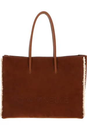Coccinelle Leren Schoudertas Myrtha Eco Shearling Suede Leather Shoulder Bag Lichtbruin