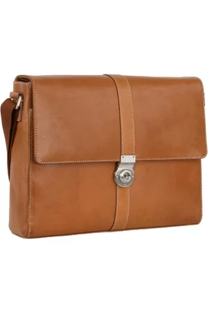 Leonhard Heyden Leren Schoudertas Afzonderlijke gevallen met laptopvak Bergamo Messenger Bag Bruine